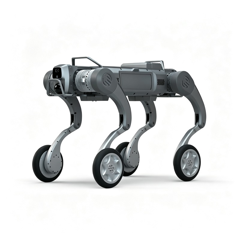 Hybridní robotický podvozek s koly a nohami, čtyřnohý robotický pes